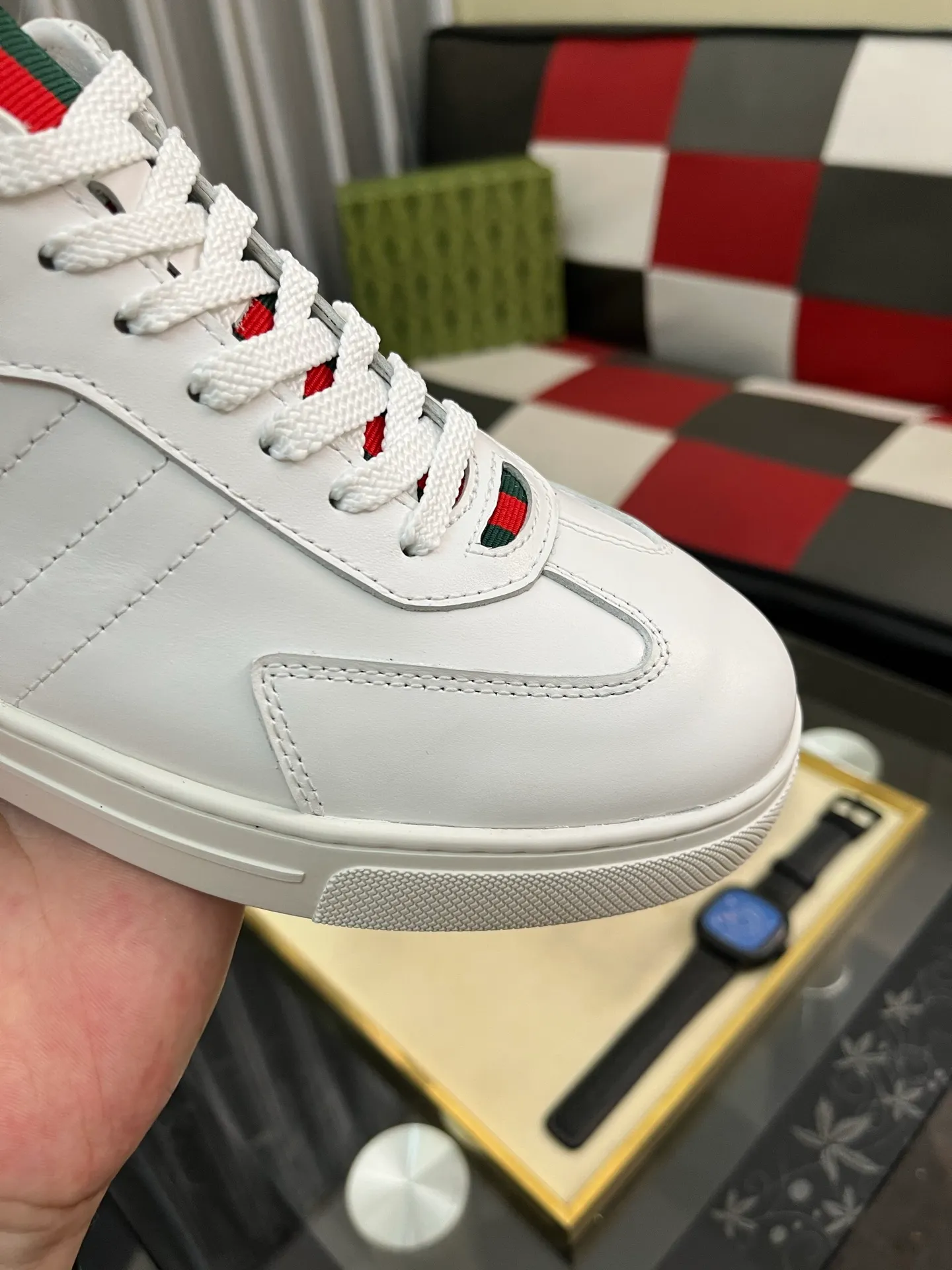 Men's shoes 💰400⌚️⌚️Gucci •Gucci original quality.~ Unique modern style sneakers. 🏃A must-have casual shoe for trendy men😍😍 Original brand imported from Italy, imported original leather, sheep lining (refuses to discolor and grind feet) Sole: Original sole provided by the original factory, French lazy style design ⚠️Fit to the feet, original quality, super comfortable original sole. Just like shooting the real thing🎬The real thing is better, code number: 38-442️⃣colors available